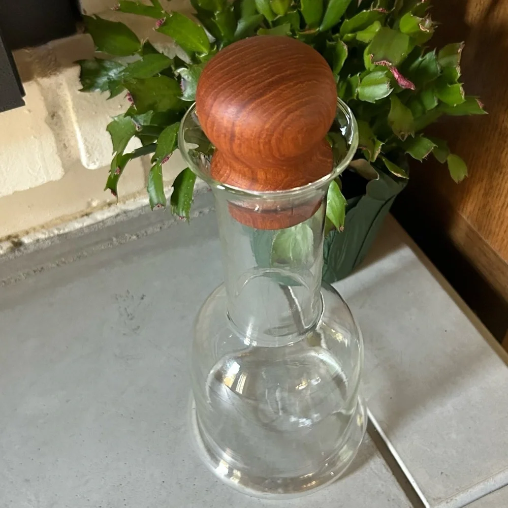 Vintage 60s MCM DANSK Glass Teak Carafe Decanter
